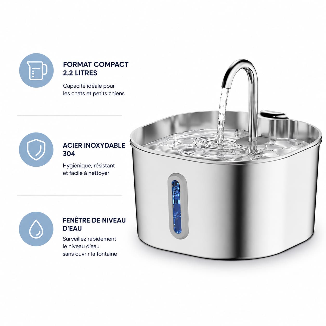 Fontaine Chat CubeFlow Inox 2,2L