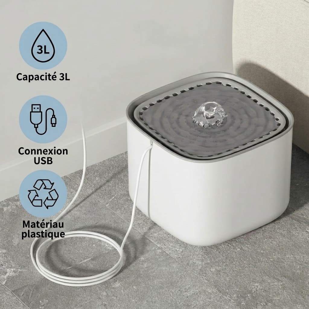 Fontaine à Eau Automatique 3L PureFlow