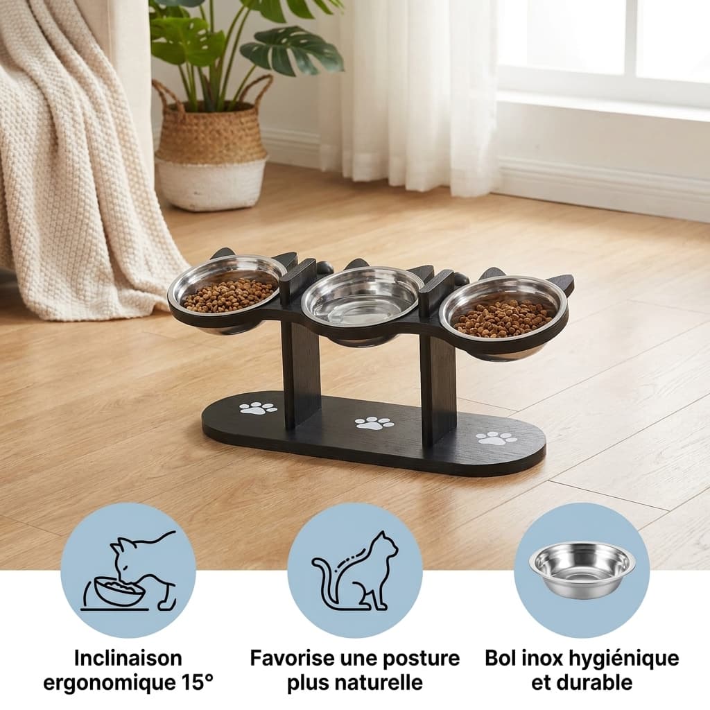 Gamelle Surélevée Bois & Inox 15°